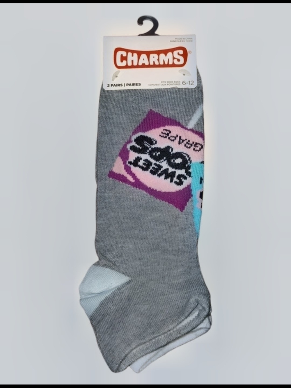 NWT Charms Blow Pops Candy Socks 2-Pair Pack Shoe Size 6-12
​